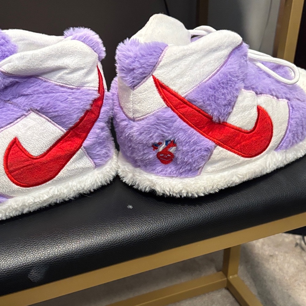 Nike Red and Purple Fuzzy Sneakers